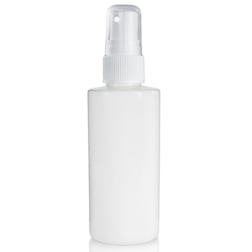 100ml White Glossy PET Plastic Bottle & 20mm White Atomiser Spray