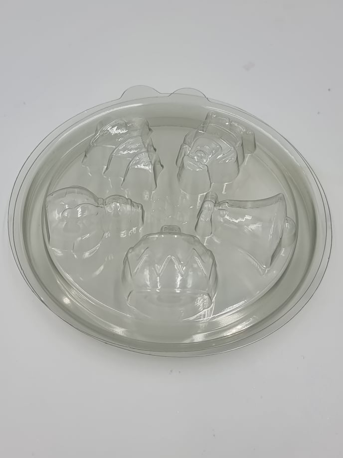 Large Round Deli Pot & Lid - Christmas Shapes